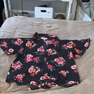 Button up short sleeve floral shirt